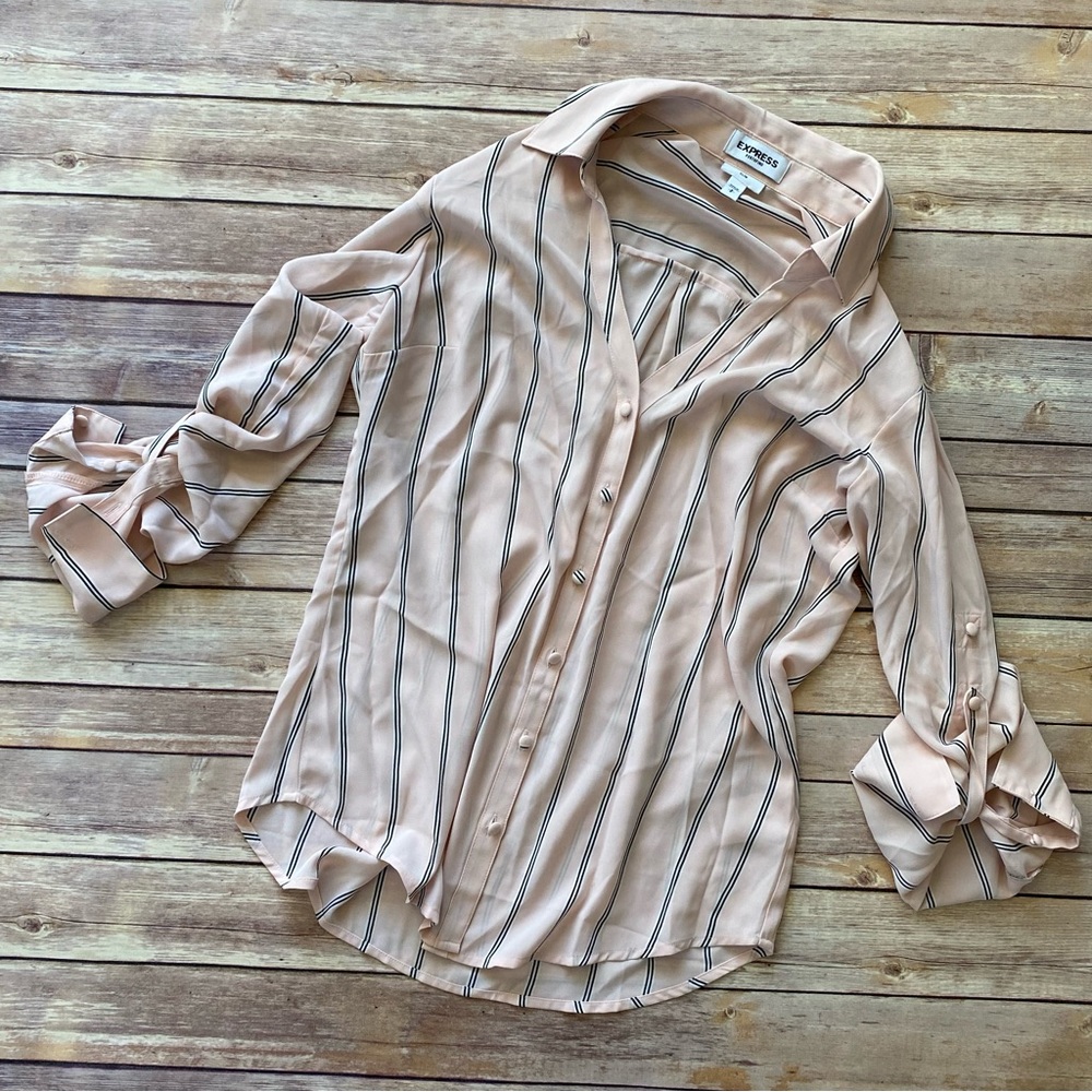 Express Portofino Slim Button Down Light Pink Small